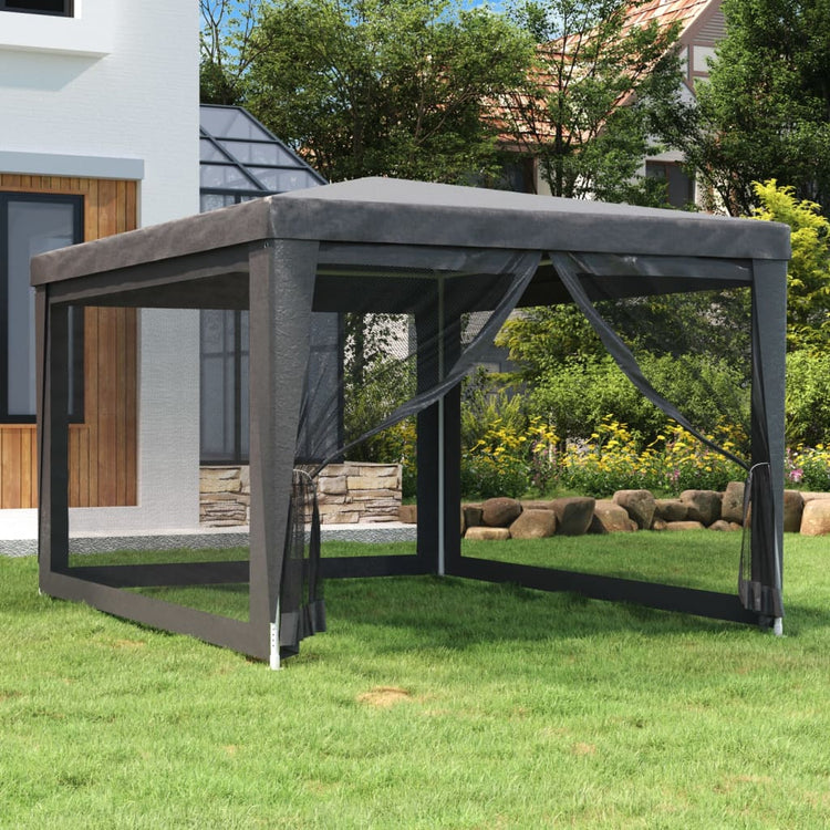 VIDAXL -Partyzelt mit 4 -Mesh -Seitenwänden 3x4 M HDPE Anthrazit -gelöscht