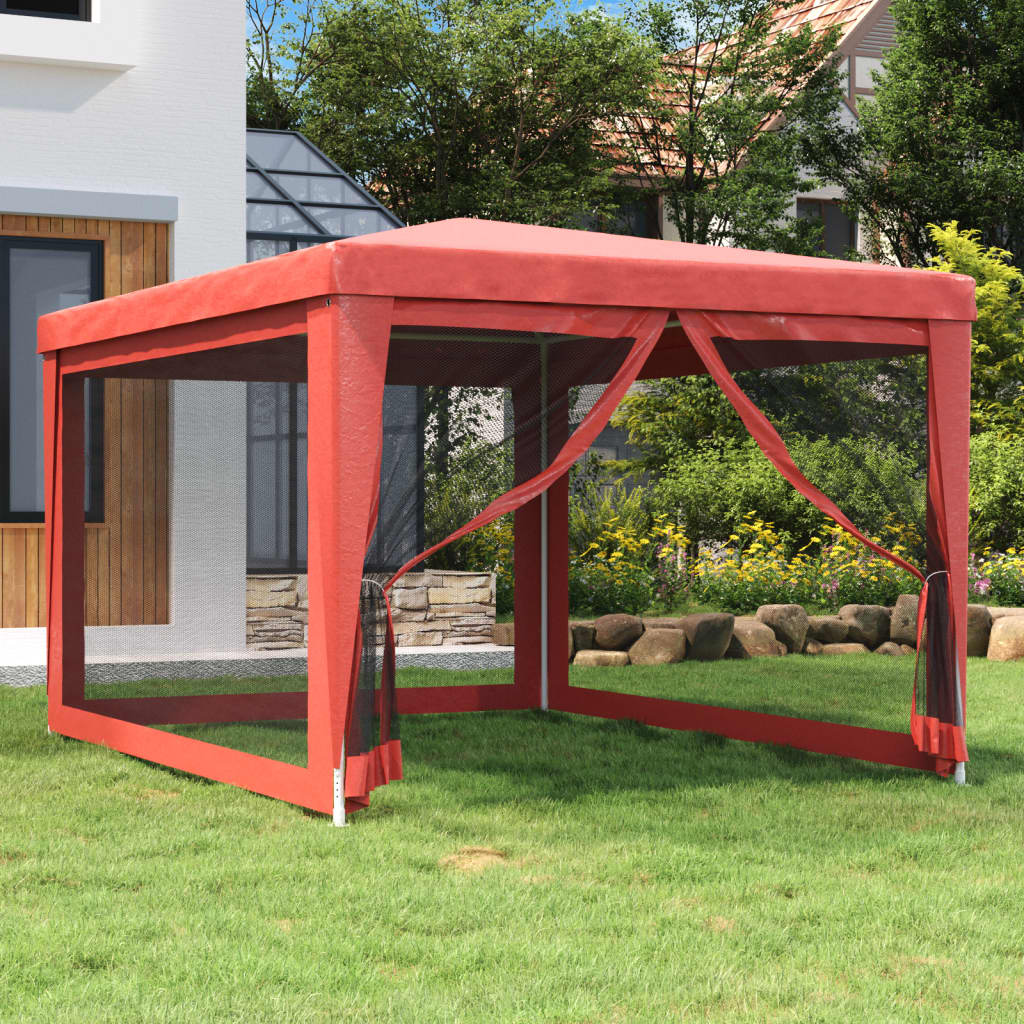 Vidaxl -Partyzelt mit 4 -Mesh -Seitenwänden 3x4 M HDPE -Rot
