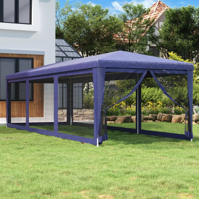 Vidaxl -Partyzelt mit 8 -Mesh -Seitenwänden 3x9 M HDPE Blau