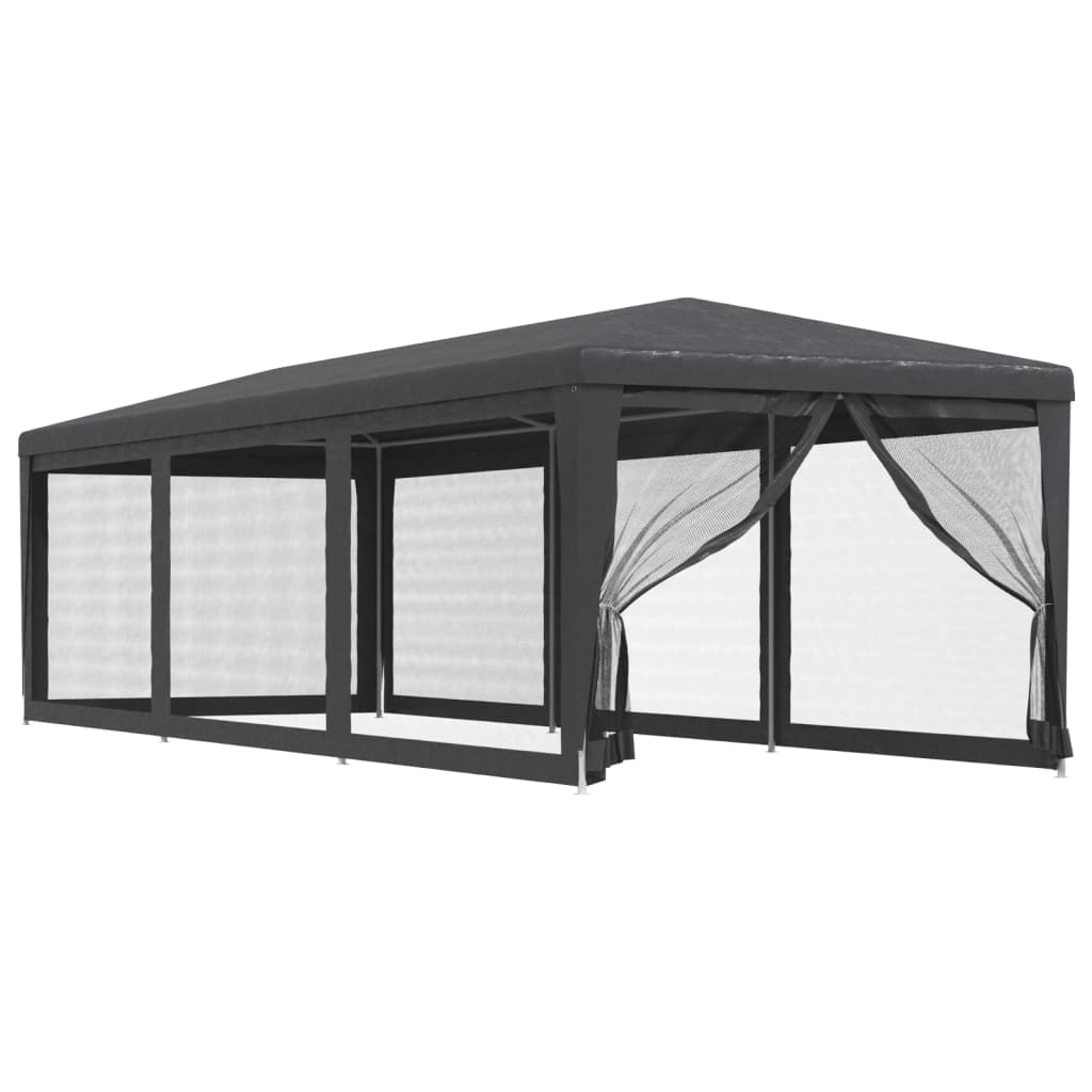 VIDAXL -Partyzelt mit 8 -Mesh -Seitenwänden 3x9 M HDPE Anthrazit -gelöscht
