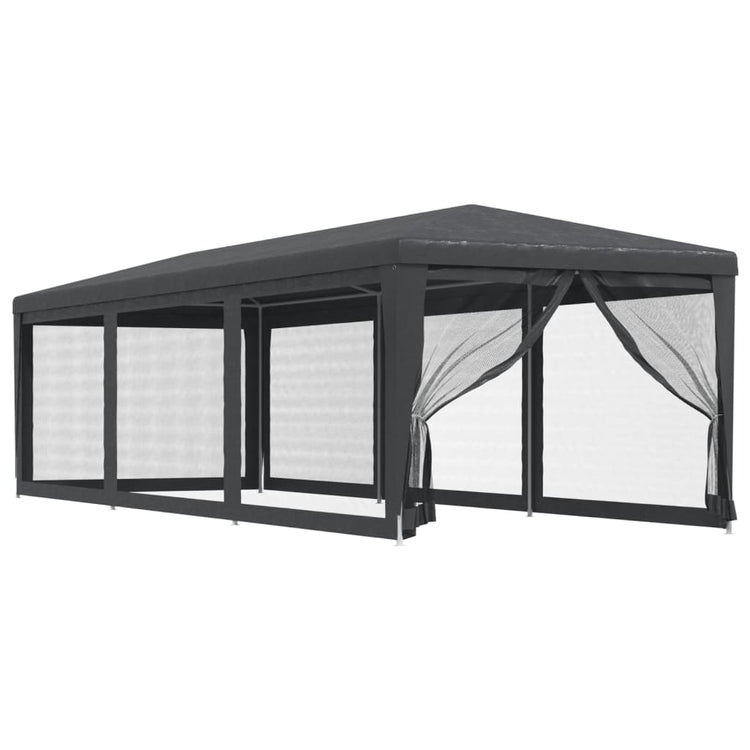 VIDAXL -Partyzelt mit 8 -Mesh -Seitenwänden 3x9 M HDPE Anthrazit -gelöscht