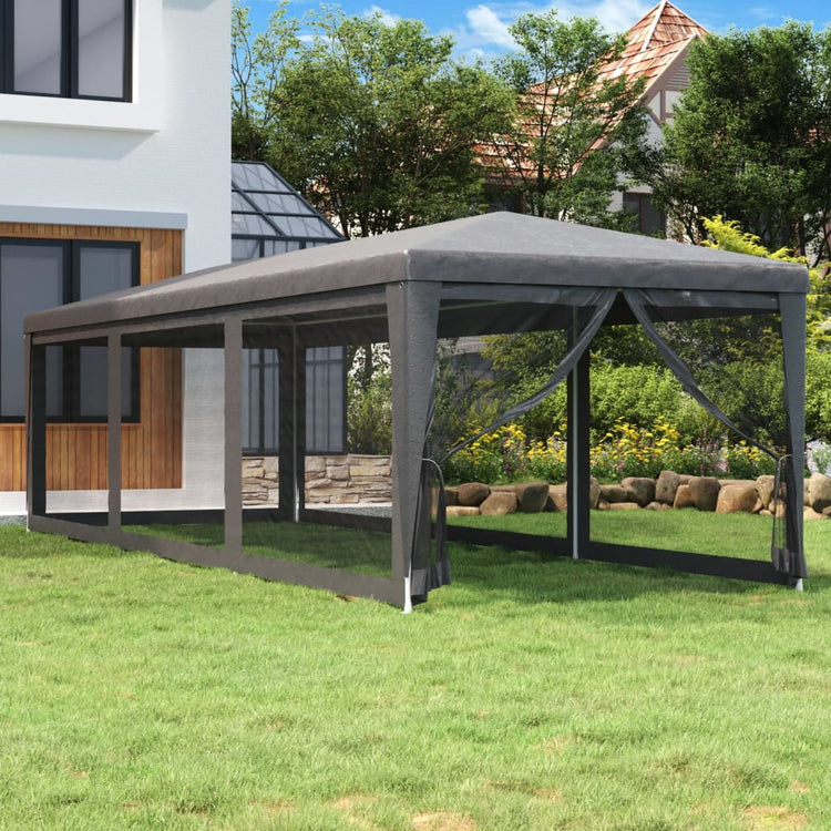 VIDAXL -Partyzelt mit 8 -Mesh -Seitenwänden 3x9 M HDPE Anthrazit -gelöscht