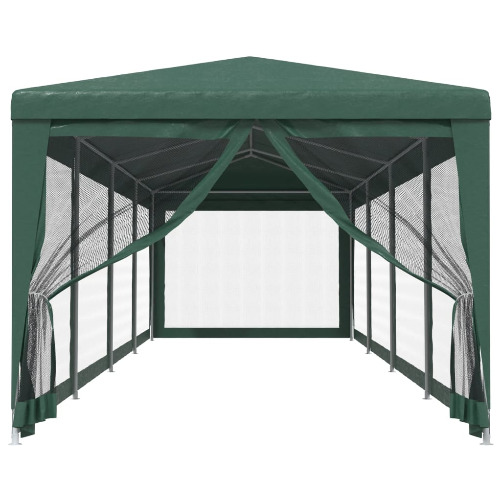 VIDAXL -Partyzelt mit 10 Mesh Seitenwänden 3x12 M HDPE Green