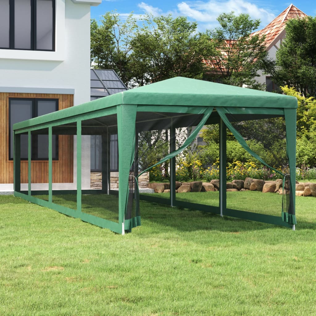 VIDAXL -Partyzelt mit 10 Mesh Seitenwänden 3x12 M HDPE Green