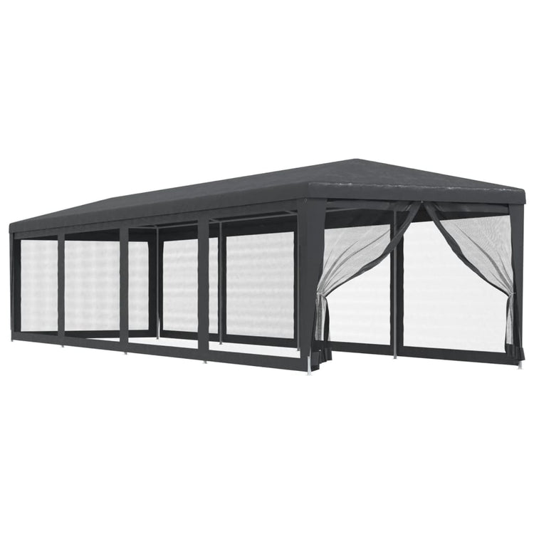 VIDAXL -Partyzelt mit 10 -Mesh -Seitenwänden 3x12 M HDPE -Anthrazit -gelöscht