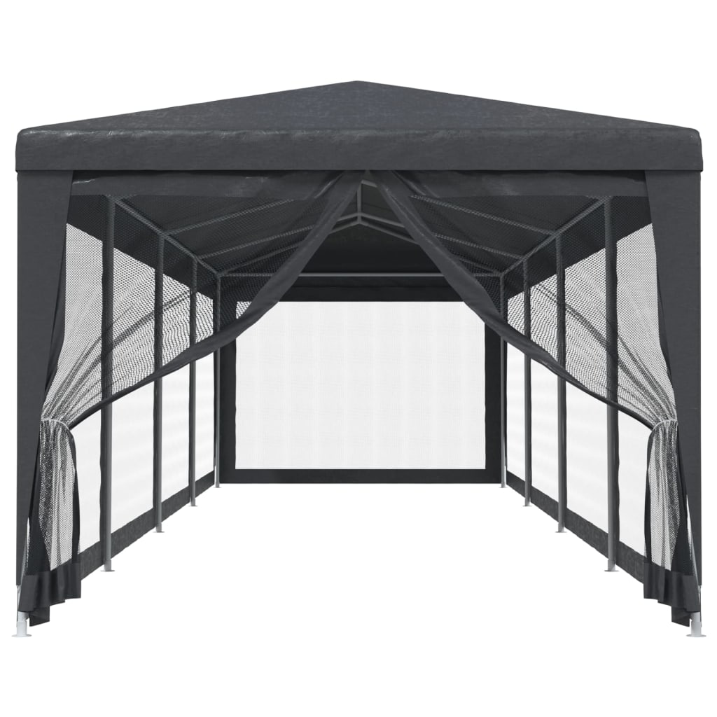 VIDAXL -Partyzelt mit 10 -Mesh -Seitenwänden 3x12 M HDPE -Anthrazit -gelöscht