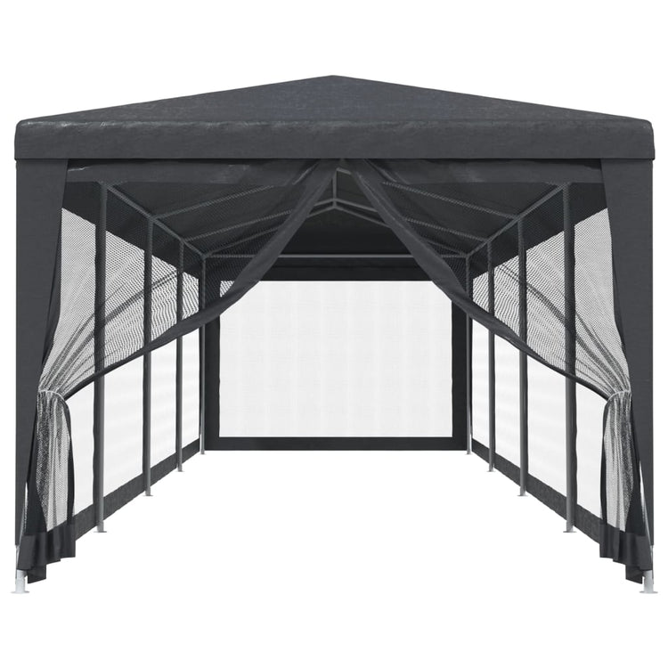 VIDAXL -Partyzelt mit 10 -Mesh -Seitenwänden 3x12 M HDPE -Anthrazit -gelöscht