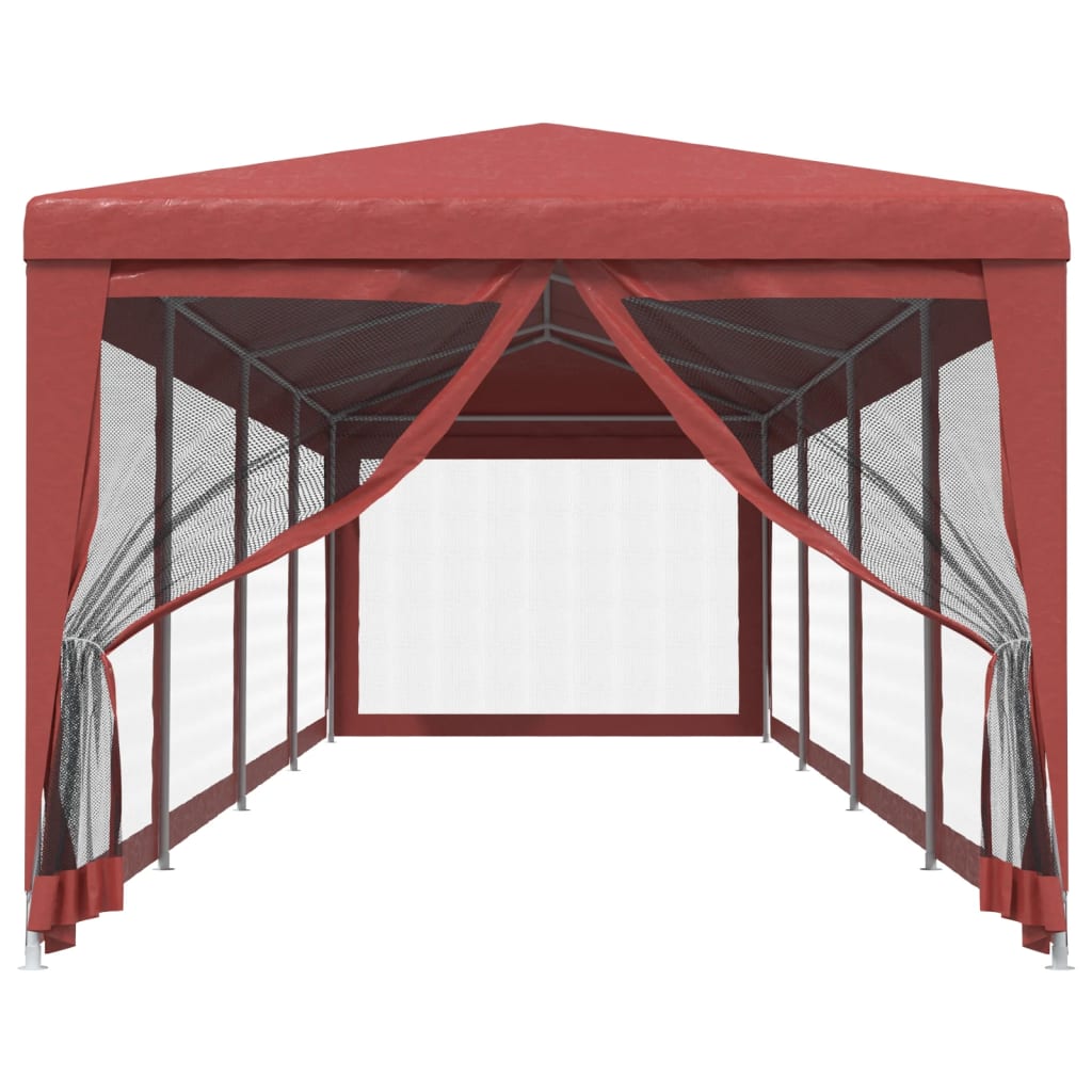 VIDAXL -Partyzelt mit 10 -Mesh -Seitenwänden 3x12 M HDPE -Rot