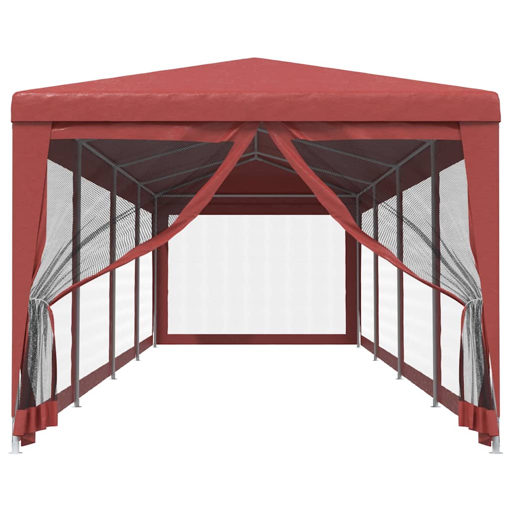 VIDAXL -Partyzelt mit 10 -Mesh -Seitenwänden 3x12 M HDPE -Rot