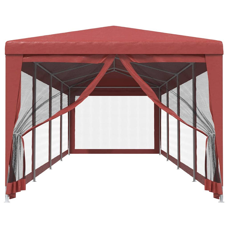 VIDAXL -Partyzelt mit 10 -Mesh -Seitenwänden 3x12 M HDPE -Rot