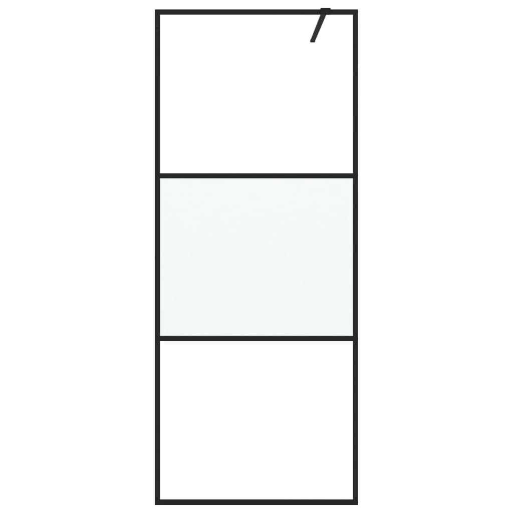 Vidaxl Walk-in Duschwand 80x195 cm Halfmat ESG Glass Schwarz