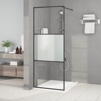Vidaxl Walk-in Duschwand 80x195 cm Halfmat ESG Glass Schwarz