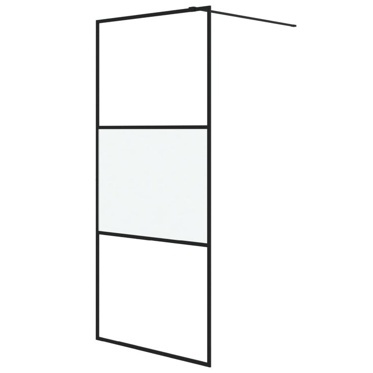 Vidaxl Walk-in Duschwand 90x195 cm Halbmat ESG Glass Schwarz