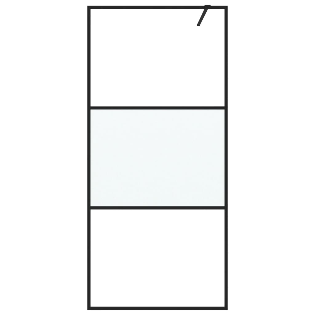 Vidaxl Walk-in Duschwand 90x195 cm Halbmat ESG Glass Schwarz