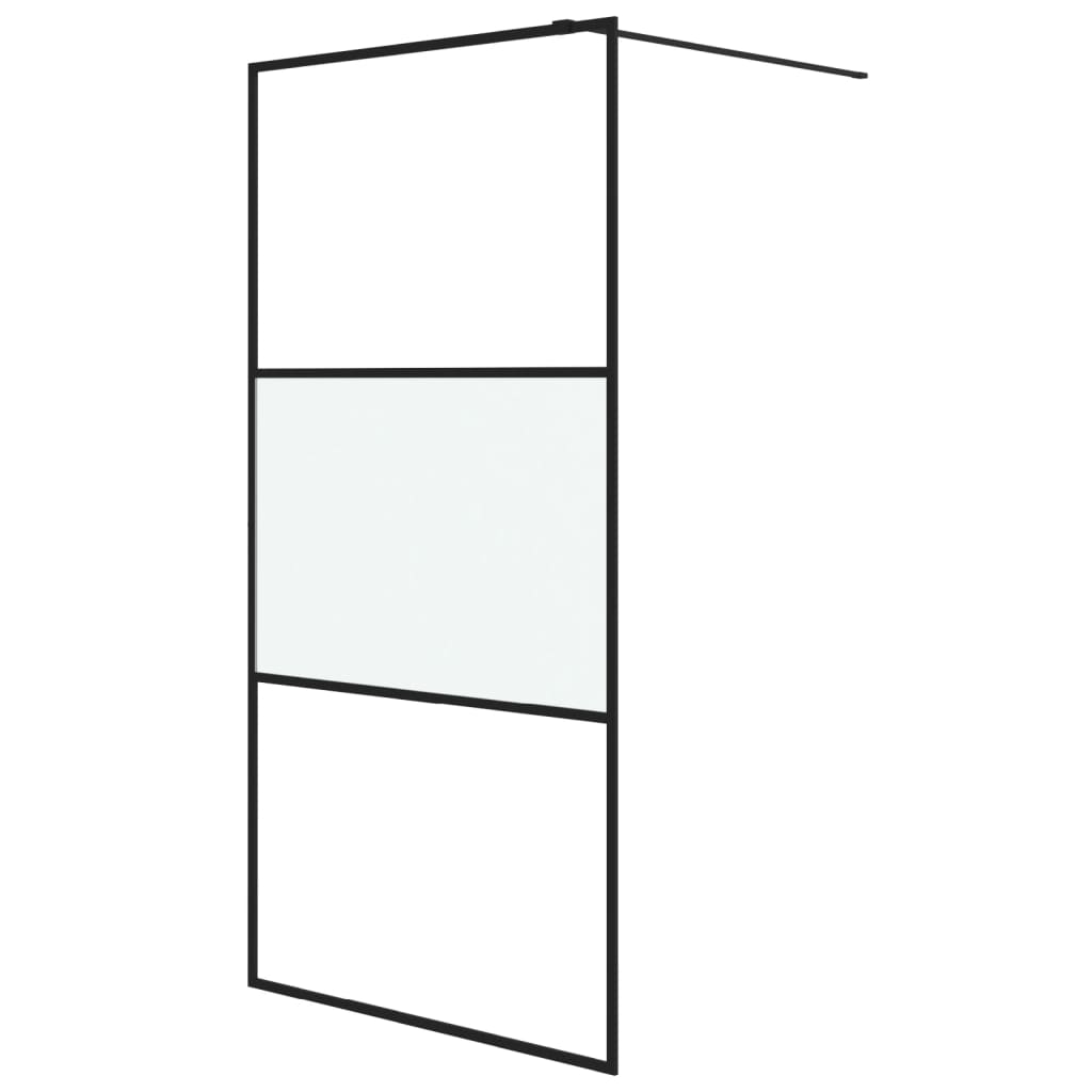 Vidaxl Walk-in Duschwand 100x195 cm Halfmat ESG Glass Schwarz