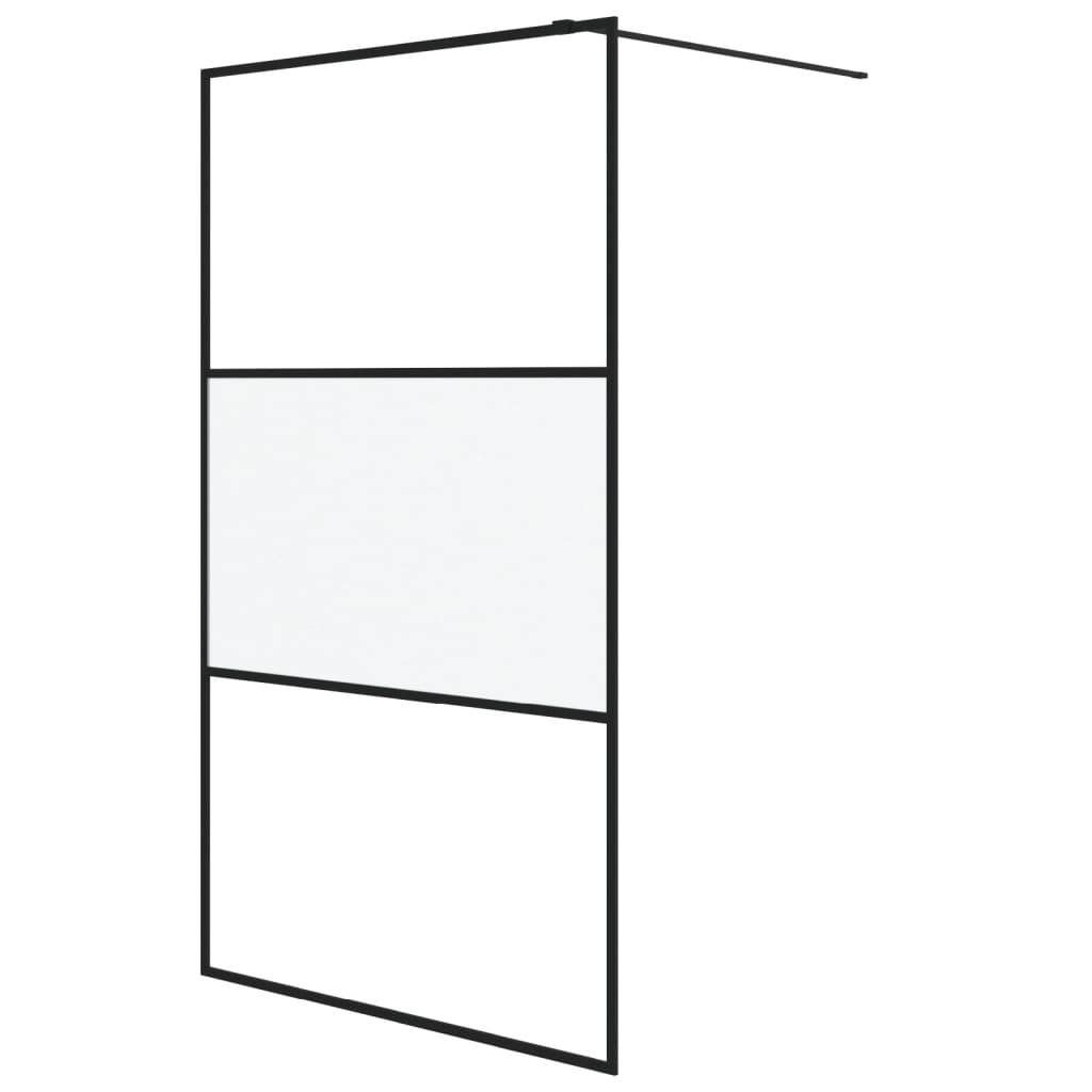 Vidaxl Walk-in Duschwand 115x195 cm Halfmat ESG-Glas Schwarz
