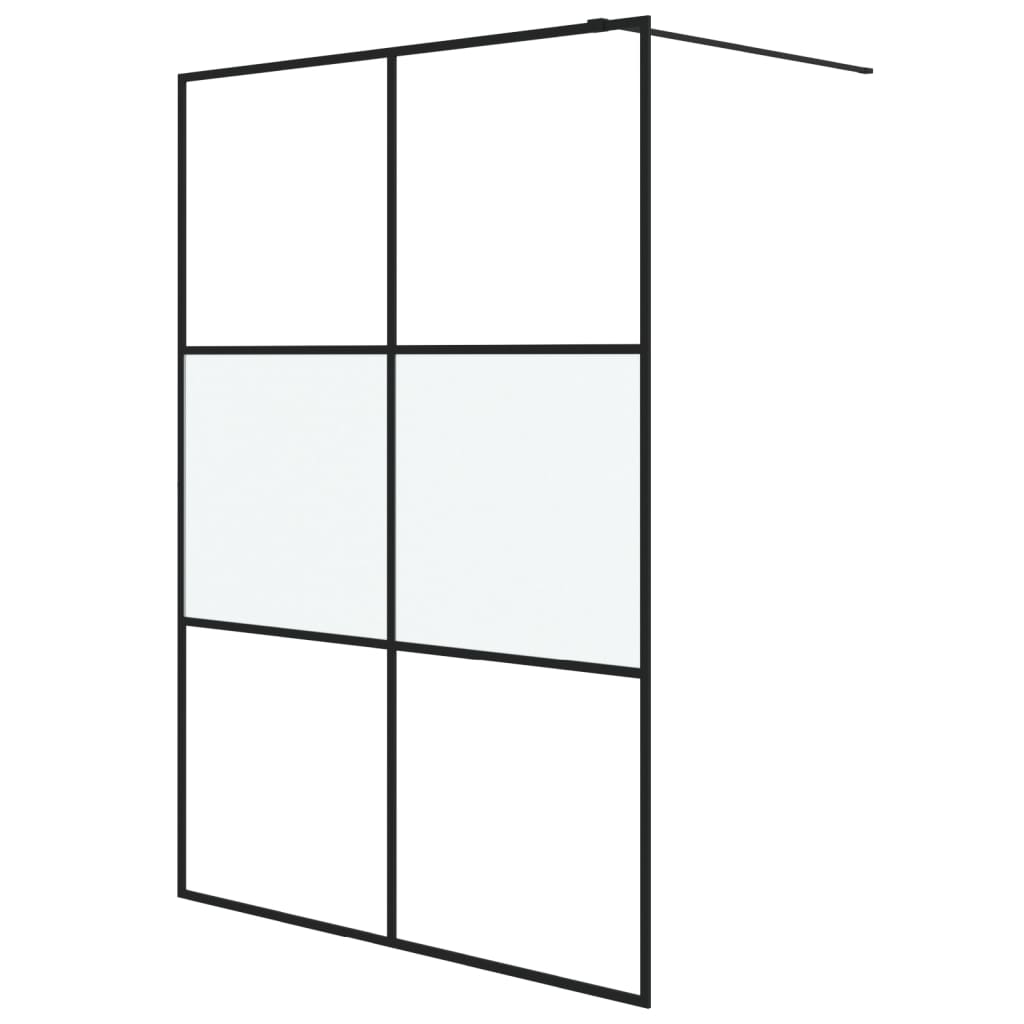 Vidaxl begehete Duschwand 140x195 cm Halbmat ESG Glass Schwarz