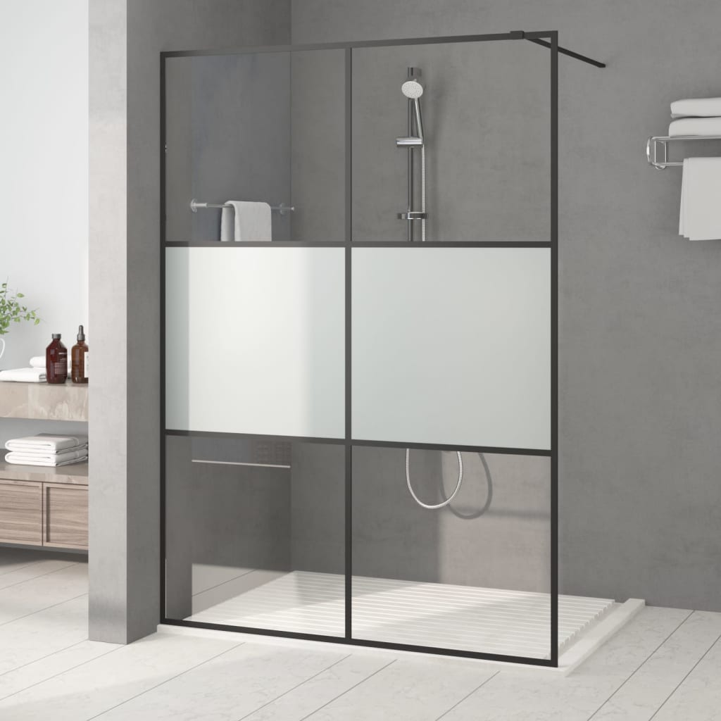 Vidaxl begehete Duschwand 140x195 cm Halbmat ESG Glass Schwarz