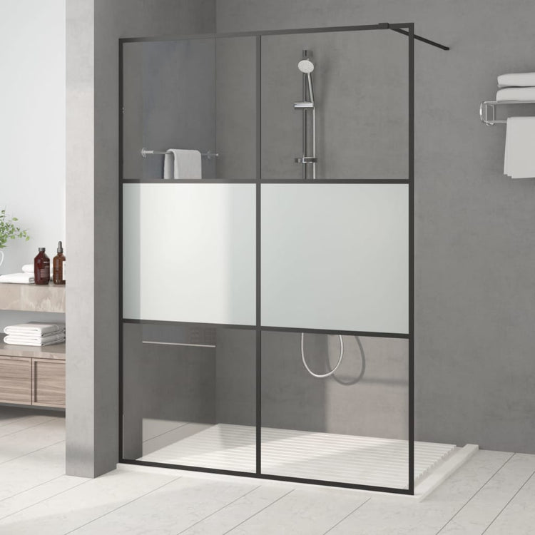 Vidaxl begehete Duschwand 140x195 cm Halbmat ESG Glass Schwarz