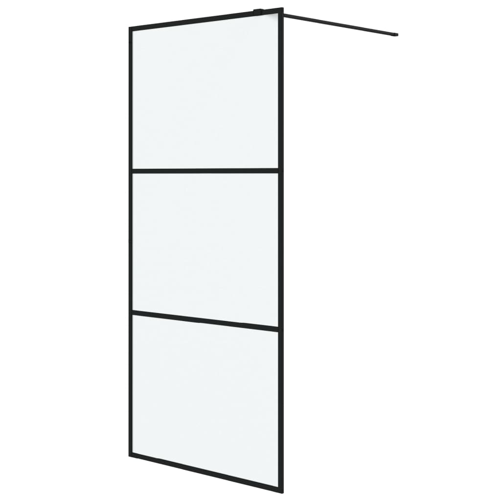 Vidaxl Walk-in Duschwand 90x195 cm MAT ESG Glass Schwarz