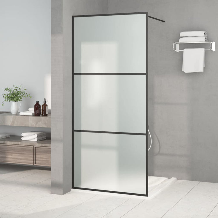 Vidaxl Walk-in Duschwand 90x195 cm MAT ESG Glass Schwarz