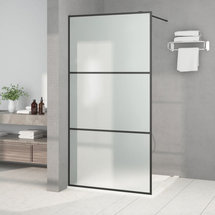 Vidaxl Walk-in Duschwand 100x195 cm mattes ESG-Glas schwarz
