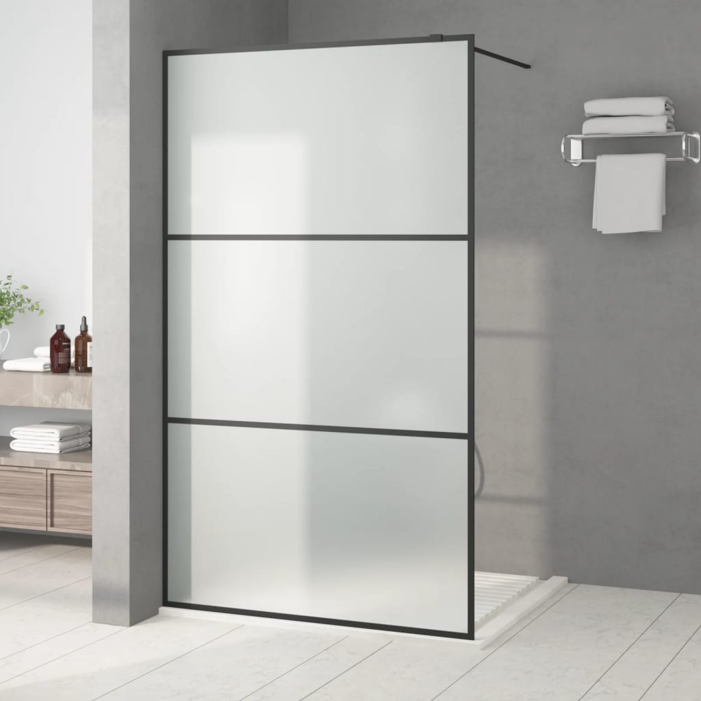 Vidaxl begehete Duschwand 115x195 cm MAT ESG Glas schwarz