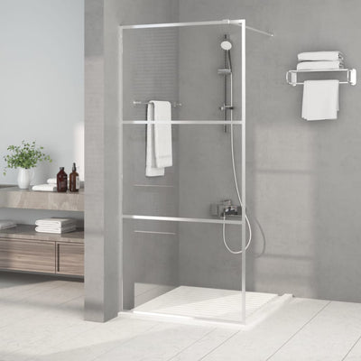 Vidaxl begehete Duschwand 90x195 cm transparentes ESG-Glas Silber gefärbt