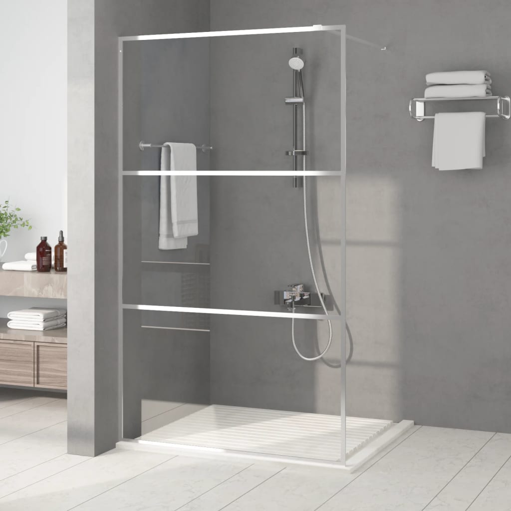 Vidaxl begehete Duschwand 115x195 cm transparentes ESG-Glas Silber gefärbt