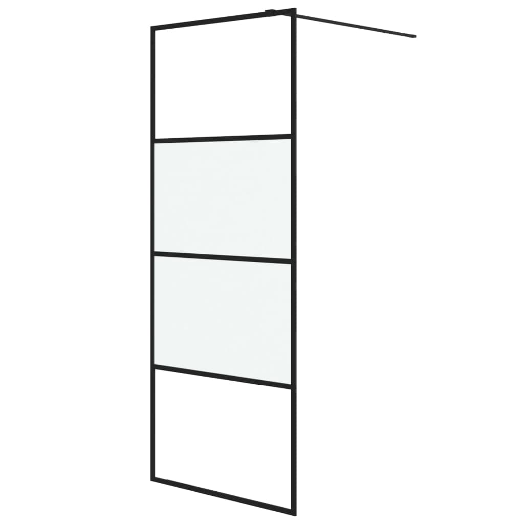 Vidaxl Walk-in Duschwand 80x195 cm Halfmat ESG Glass Schwarz