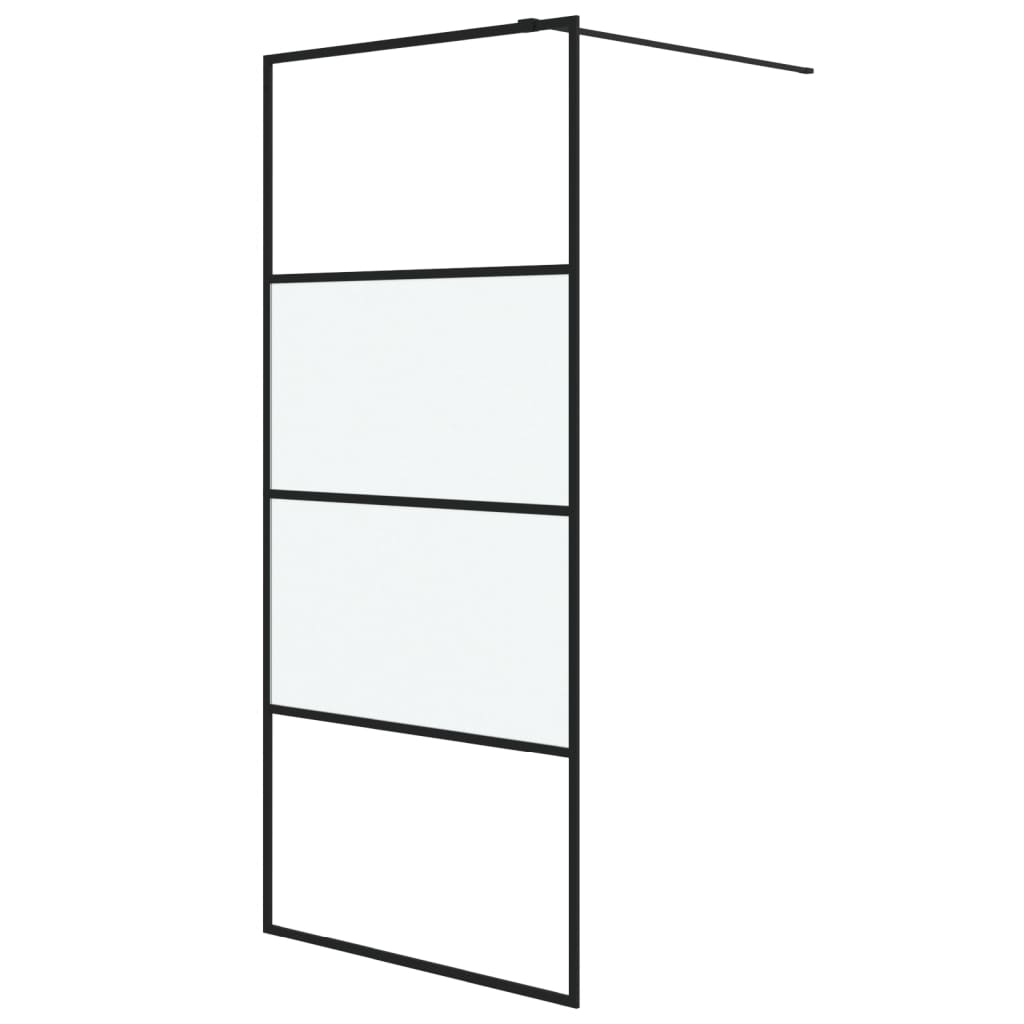 Vidaxl Walk-in Duschwand 90x195 cm Halbmat ESG Glass Schwarz