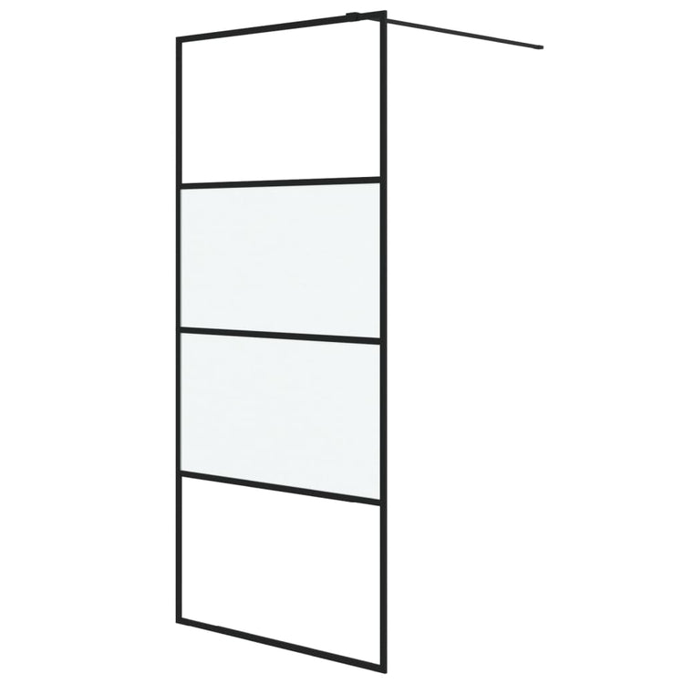 Vidaxl Walk-in Duschwand 90x195 cm Halbmat ESG Glass Schwarz