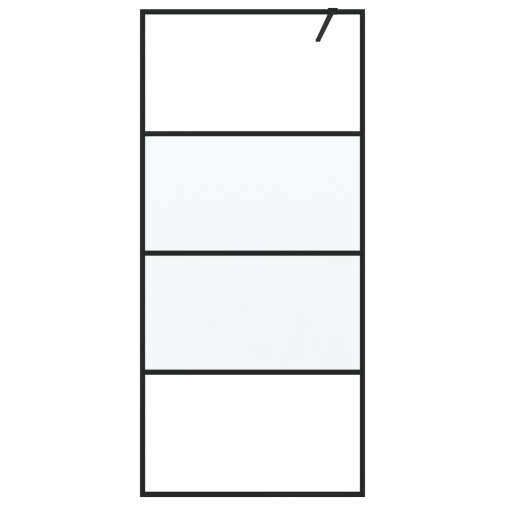 Vidaxl Walk-in Duschwand 90x195 cm Halbmat ESG Glass Schwarz