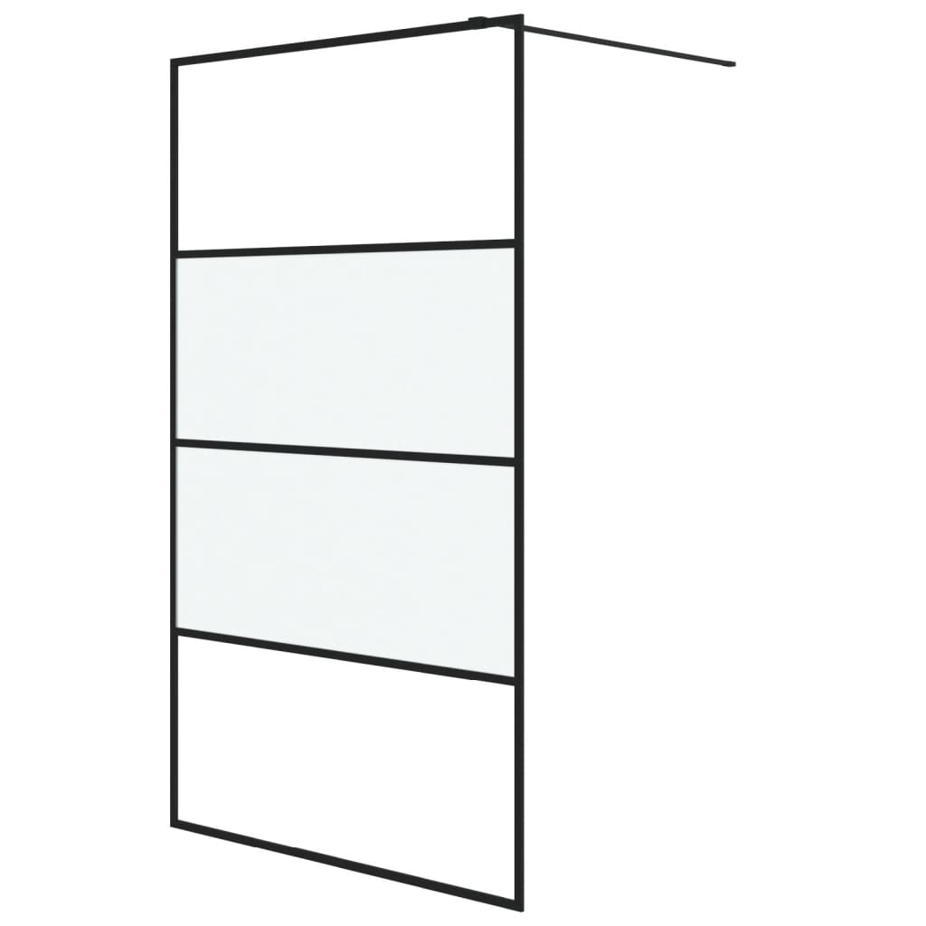 Vidaxl Walk-in Duschwand 115x195 cm Halfmat ESG-Glas Schwarz