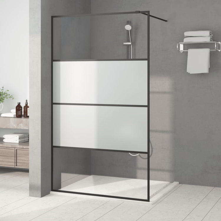 Vidaxl Walk-in Duschwand 115x195 cm Halfmat ESG-Glas Schwarz