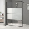 Vidaxl begehete Duschwand 140x195 cm Halbmat ESG Glass Schwarz