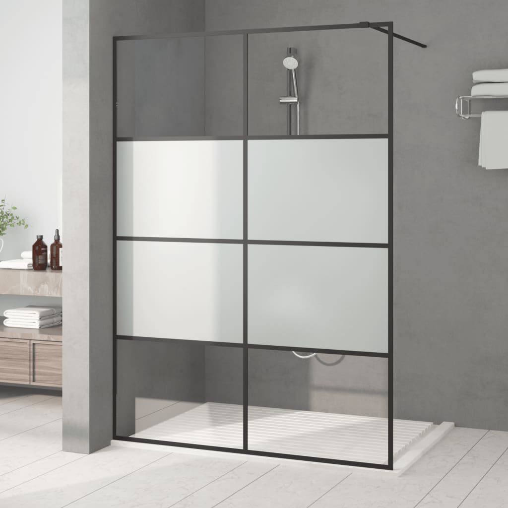 Vidaxl begehete Duschwand 140x195 cm Halbmat ESG Glass Schwarz