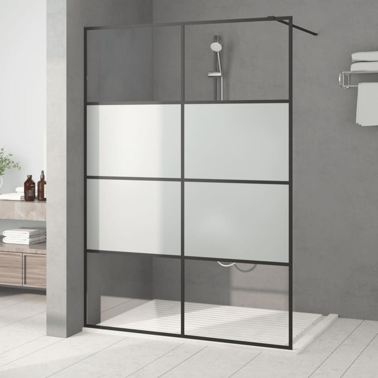 Vidaxl begehete Duschwand 140x195 cm Halbmat ESG Glass Schwarz