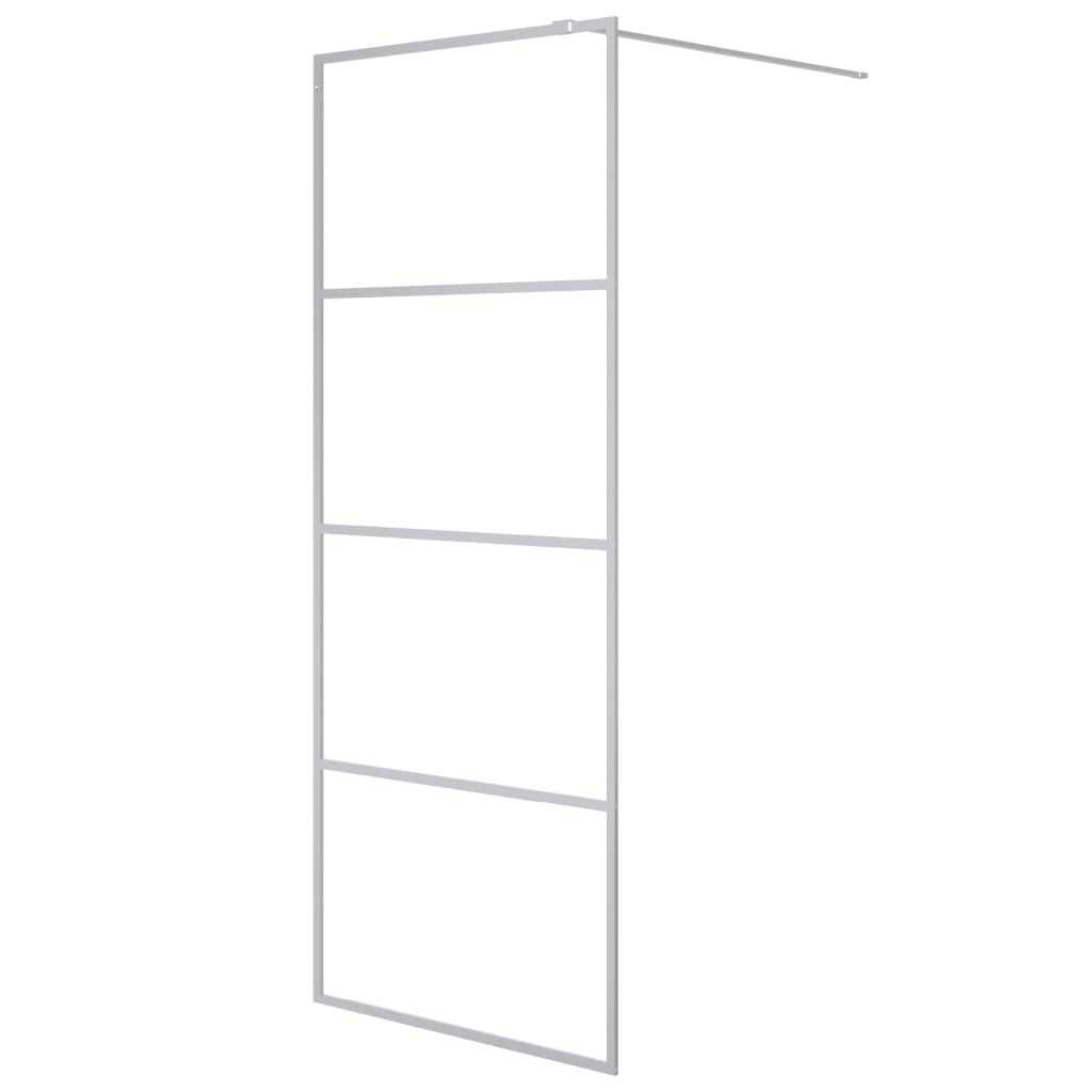 Vidaxl begehete Duschwand 80x195 cm transparentes ESG-Glas Silber gefärbt