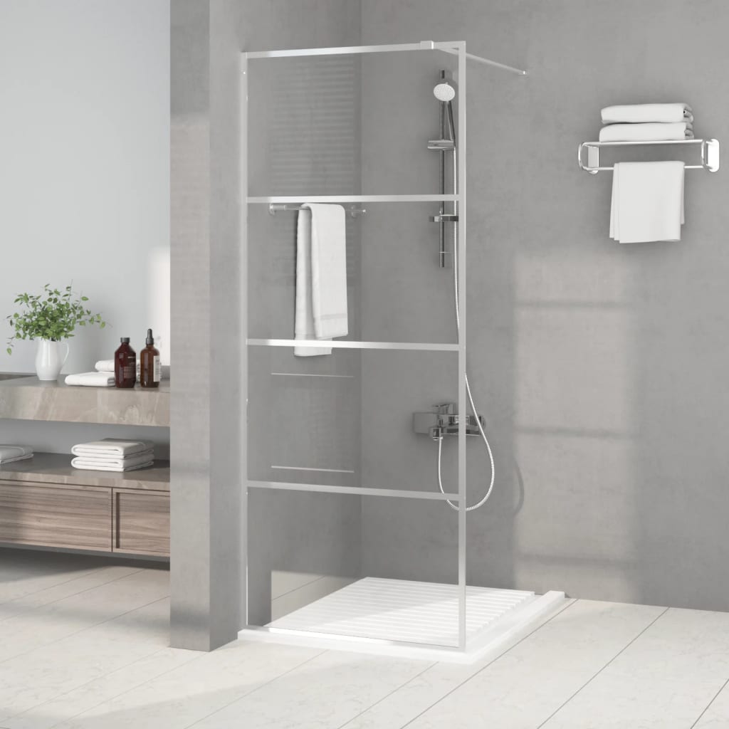 Vidaxl begehete Duschwand 80x195 cm transparentes ESG-Glas Silber gefärbt