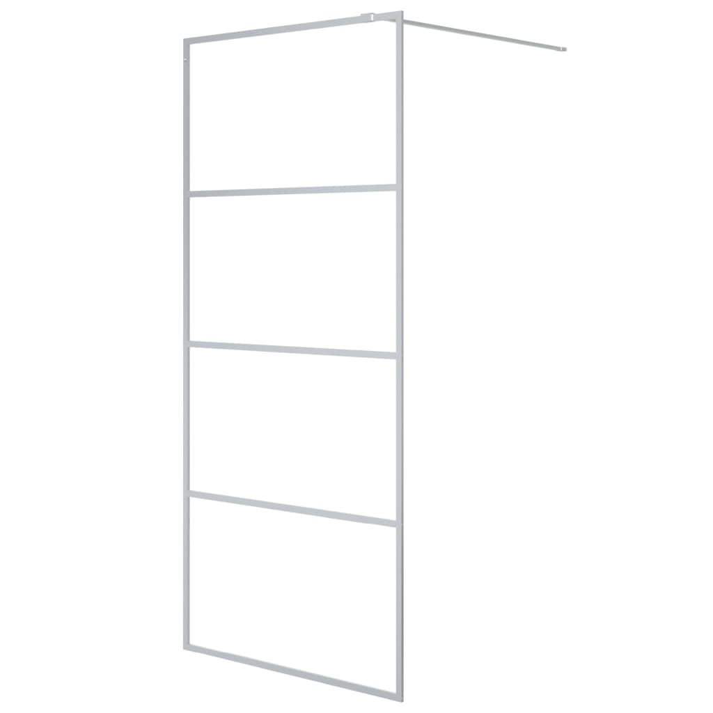 Vidaxl begehete Duschwand 90x195 cm transparentes ESG-Glas Silber gefärbt