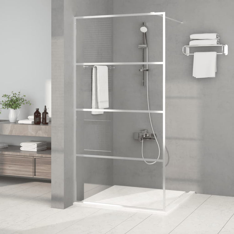 Vidaxl begehete Duschwand 100x195 cm transparentes ESG-Glas Silber gefärbt