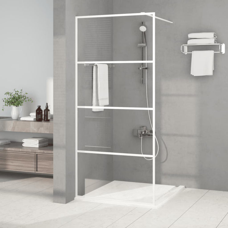 Vidaxl begehete Duschwand 90x195 cm transparentes ESG-Glas weiß