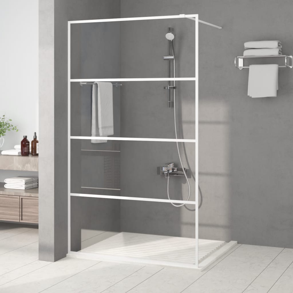 Vidaxl begehete Duschwand 115x195 cm transparentes ESG-Glas weiß