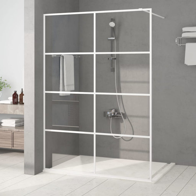 Vidaxl begehete Duschwand 140x195 cm transparentes ESG-Glas weiß