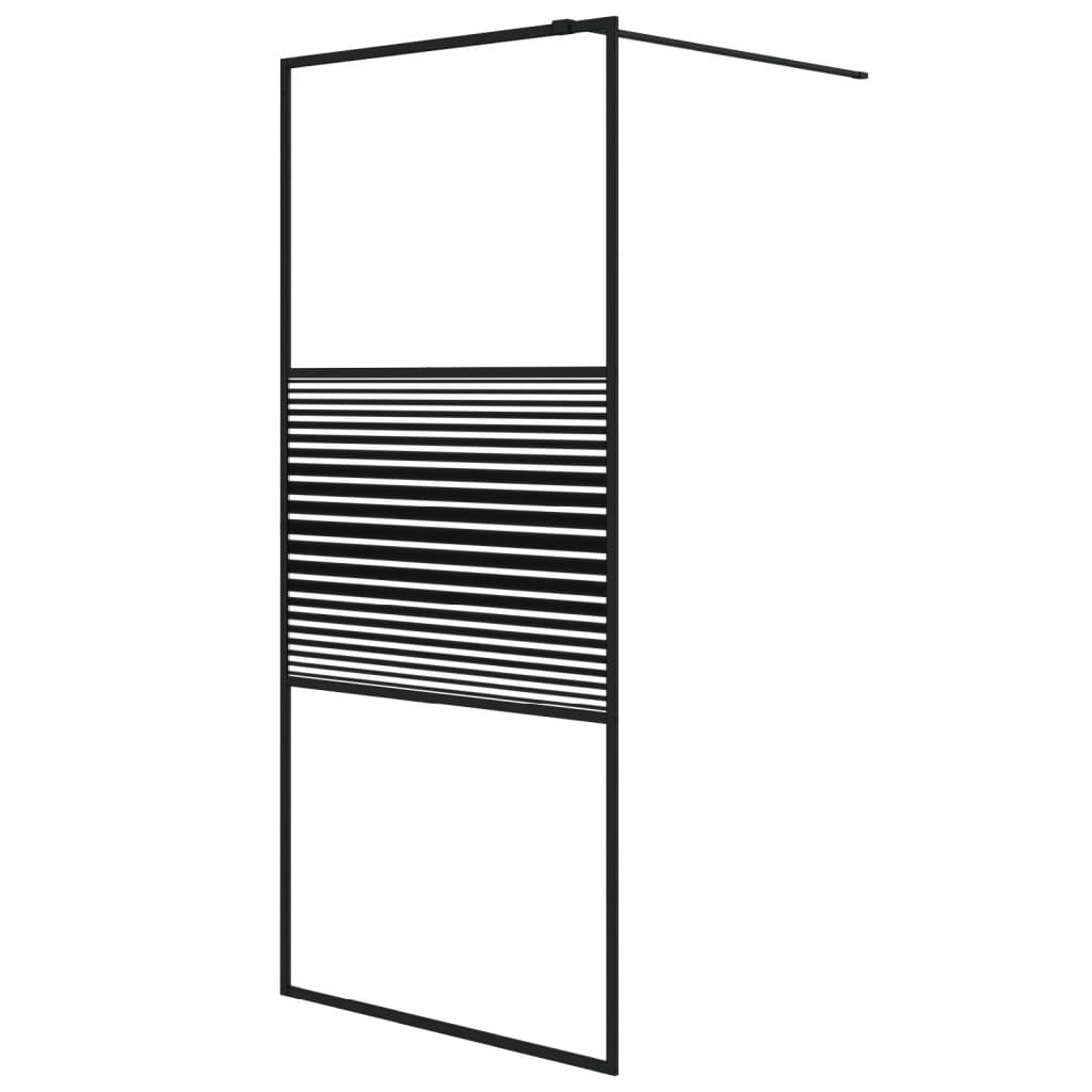 Vidaxl begehete Duschwand 90x195 cm transparentes ESG-Glas schwarz