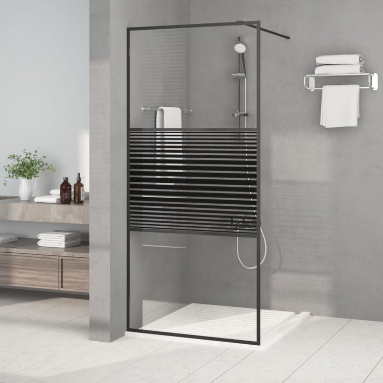 Vidaxl begehete Duschwand 90x195 cm transparentes ESG-Glas schwarz