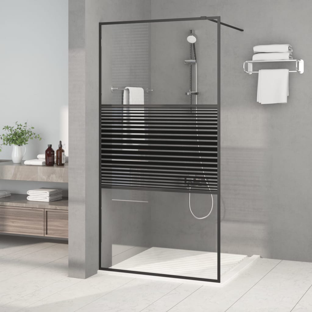 Vidaxl begehete Duschwand 100x195 cm transparentes ESG-Glas schwarz