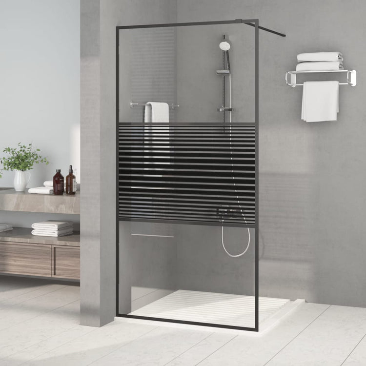 Vidaxl begehete Duschwand 100x195 cm transparentes ESG-Glas schwarz