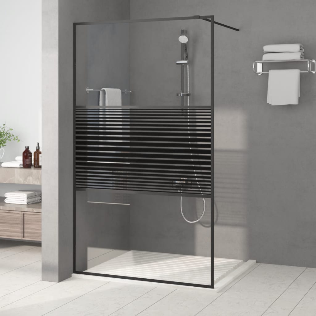 Vidaxl Walk-in Duschwand 115x195 cm transparentes ESG-Glas schwarz